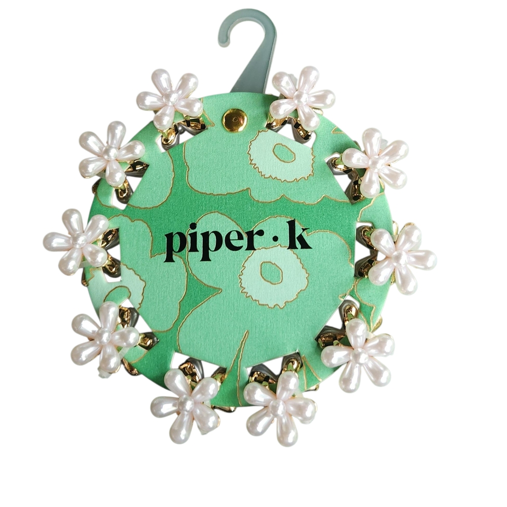 Piper K Pearl Floral Hair Clip Set - Picture 3 of 4